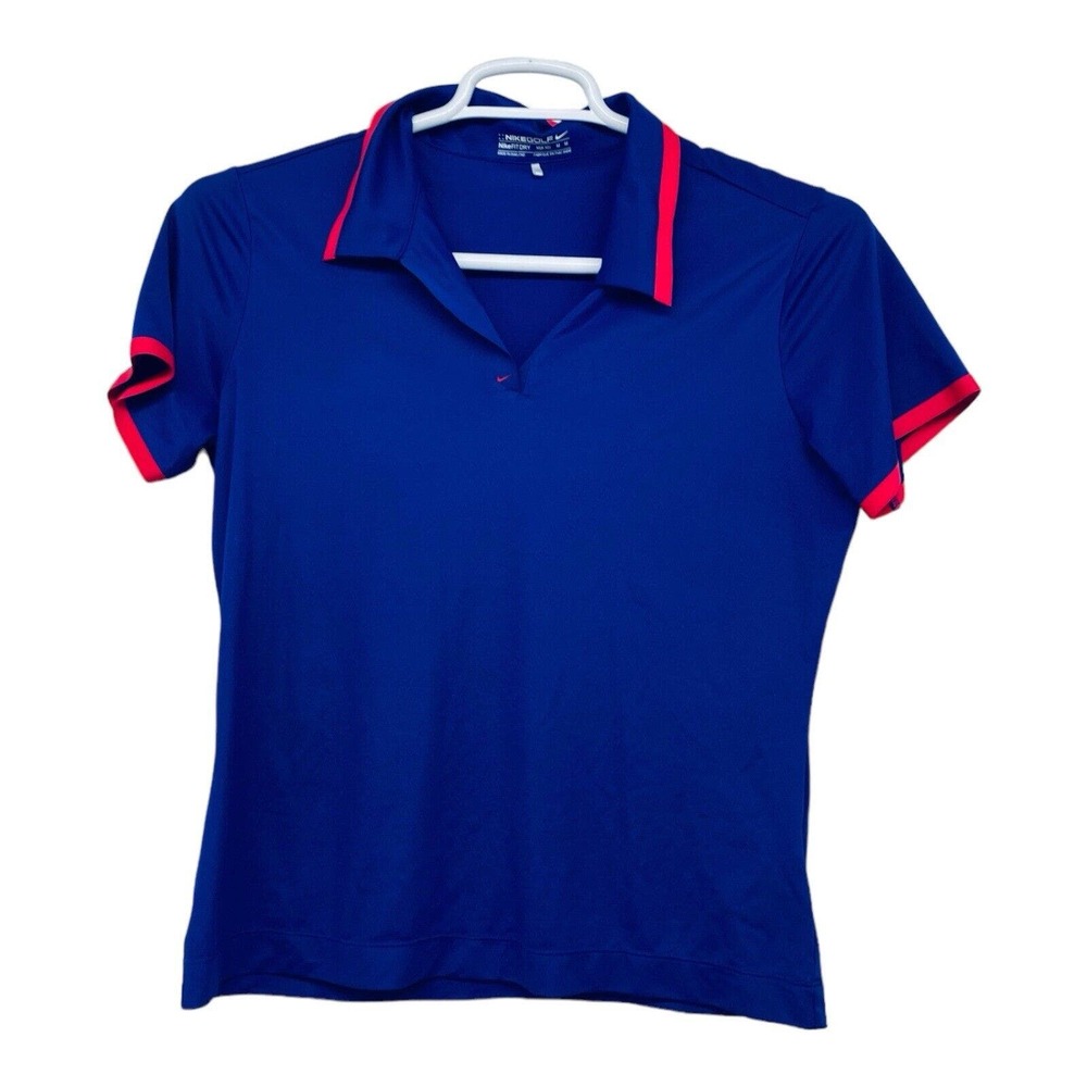 Nike Blue Fitted Polo Shirt with Red Accents